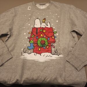Peanuts Sweatshirt Large Snoopy Woodstock Christmas